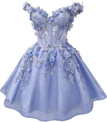 Butterfly Short Off Shoulder Prom Dress for Teens