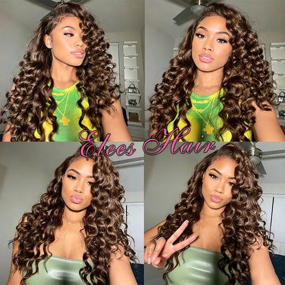 Chocolate Brown Loose Wave Human Hair Bundles with Closure