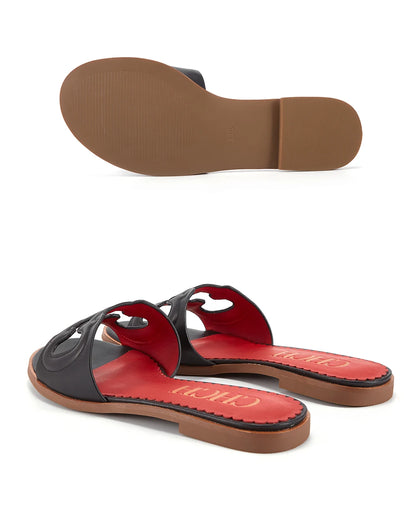 CHCH Women's Black Flat Indoor Slippers