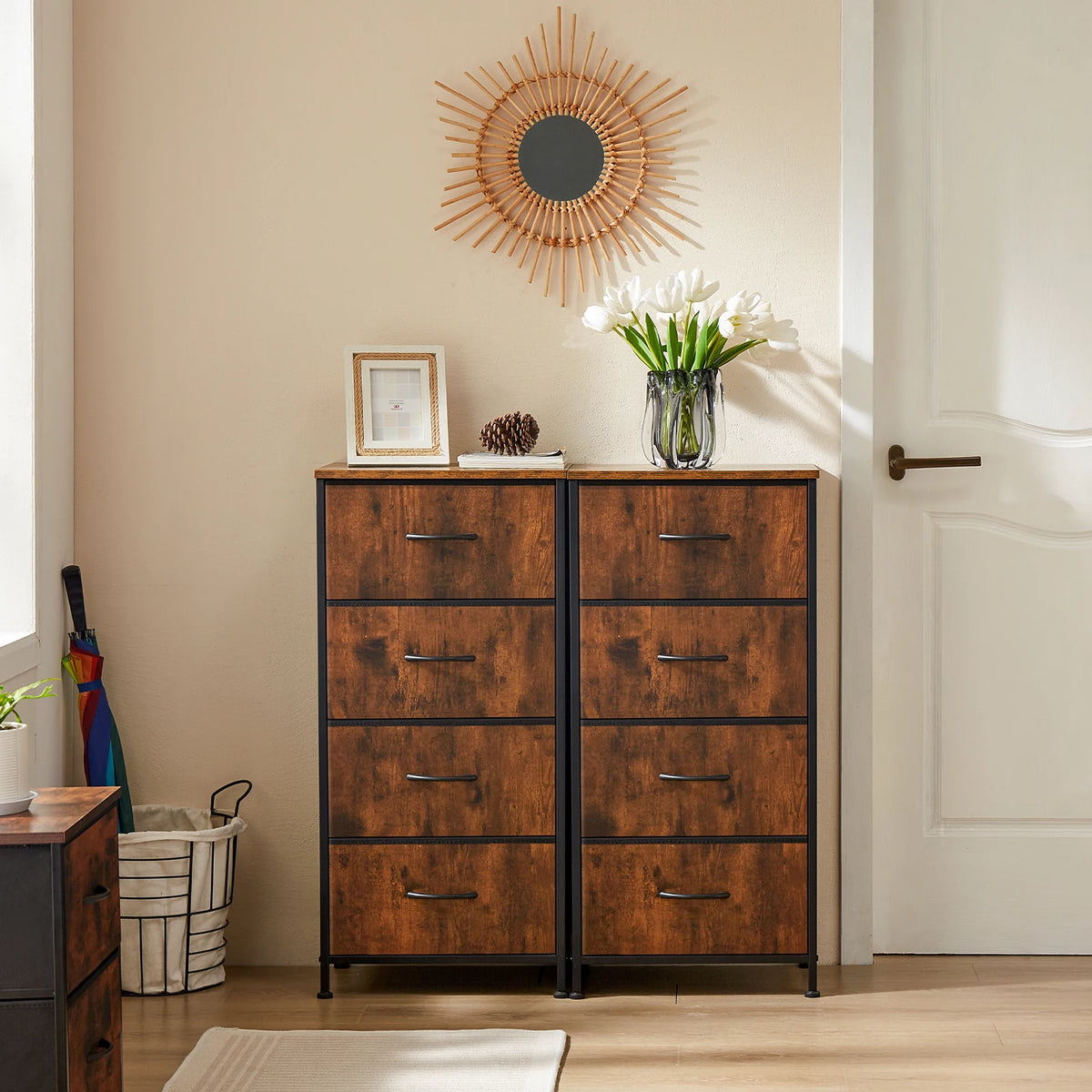 JHK Modern Morocco Dresser with 4 Fabric Drawers