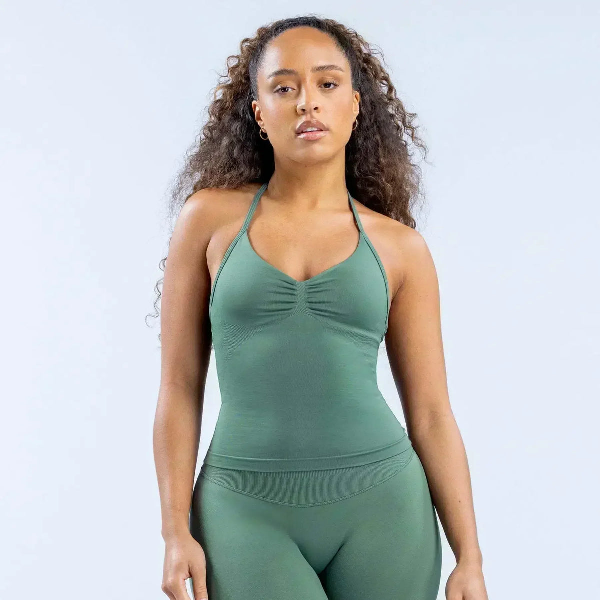 Seamless Lace-Up Bra and Shorts Yoga Set for Women