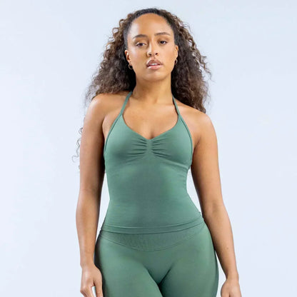 Seamless Lace-Up Bra and Shorts Yoga Set for Women