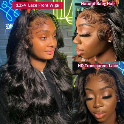 13x6 Lace Front Human Hair Wig Body Wave Black