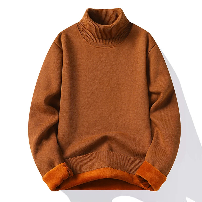 Mens Knitted Turtleneck Sweater Slim Fit Casual