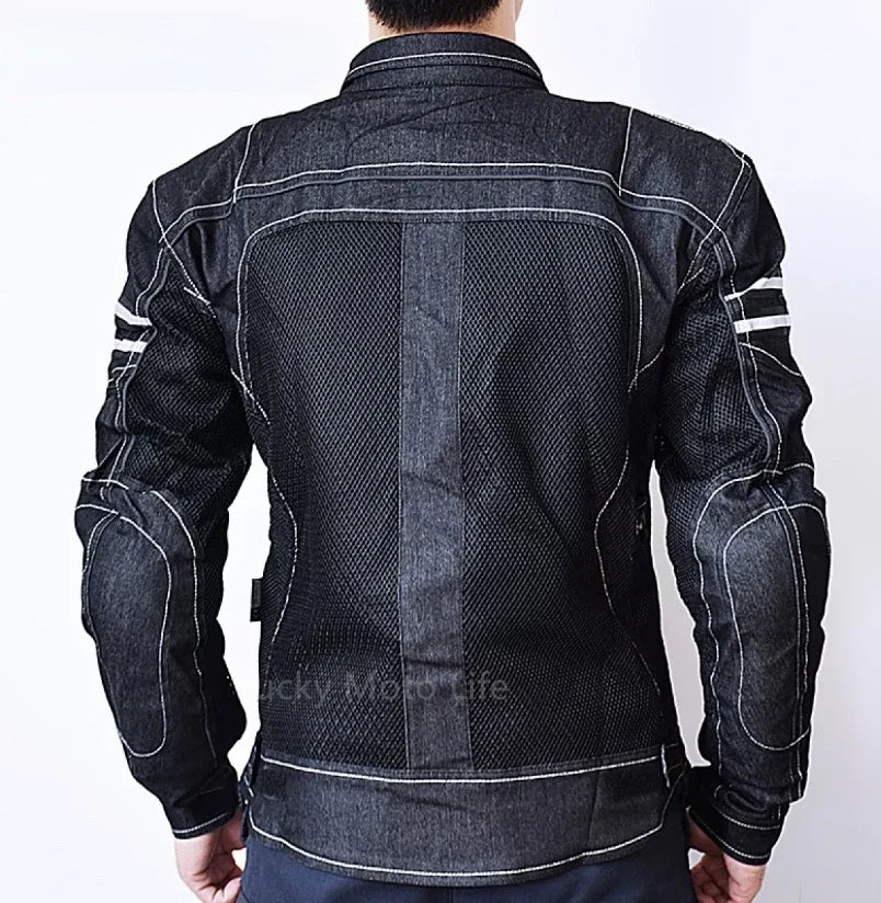 KOMINE JK006 Breathable Denim Mesh Motorcycle Jacket