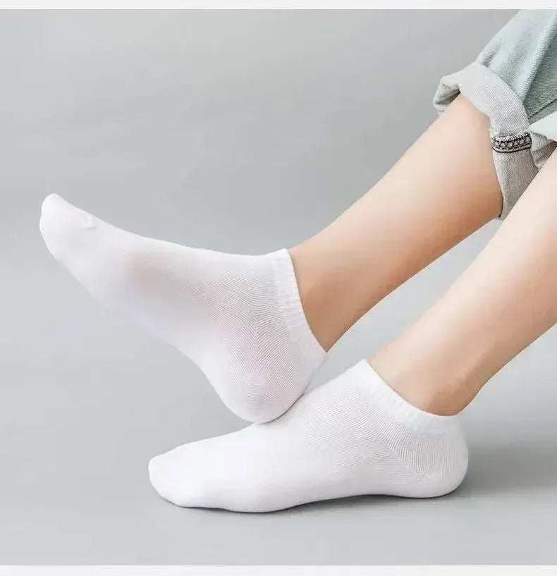 Unisex Ankle Socks Cotton Breathable Sports Black White Gray