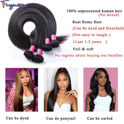 Fayniss 100% Real Human Hair Straight Bundles