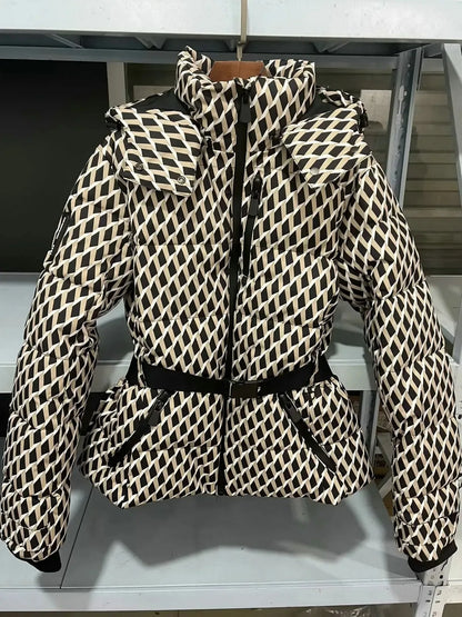 Women's Hooded Padded Winter Parka with Belt