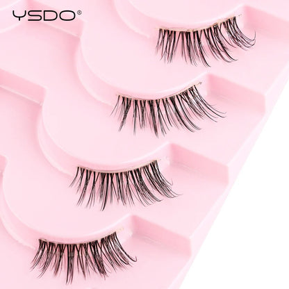 YSDO 5/10 Pairs Natural Soft Black Half Lashes