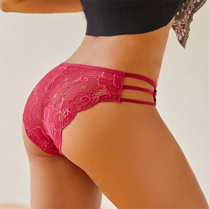 3PC Set Women's Floral Lace Low Rise Briefs