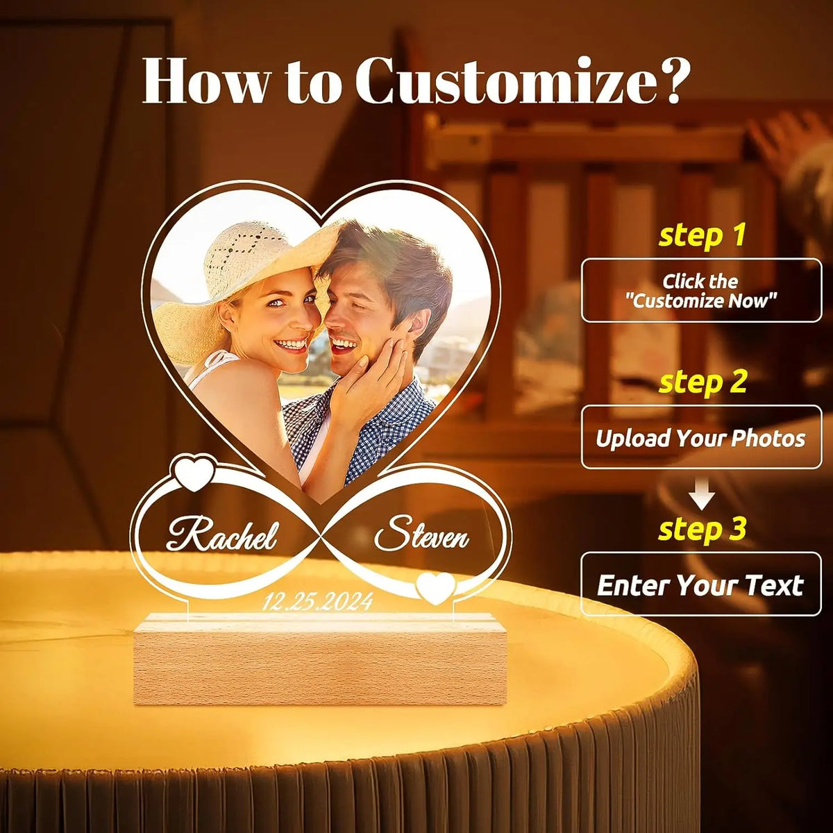 Personalized Acrylic Photo Frame for Couples Anniversary