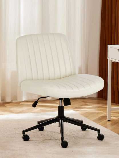 JHK Armless PU Leather Office Chair with Wheels