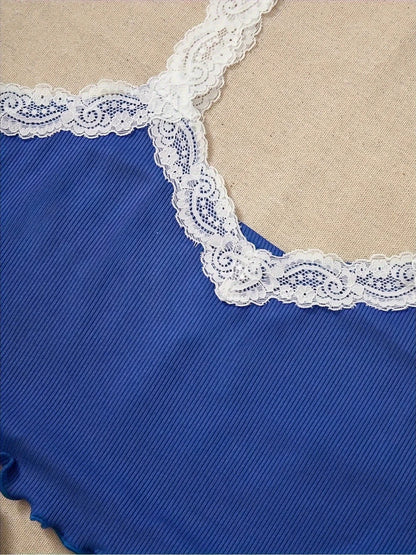 Lace V-Neck Camisole and Floral Printed Shorts Pajama Set