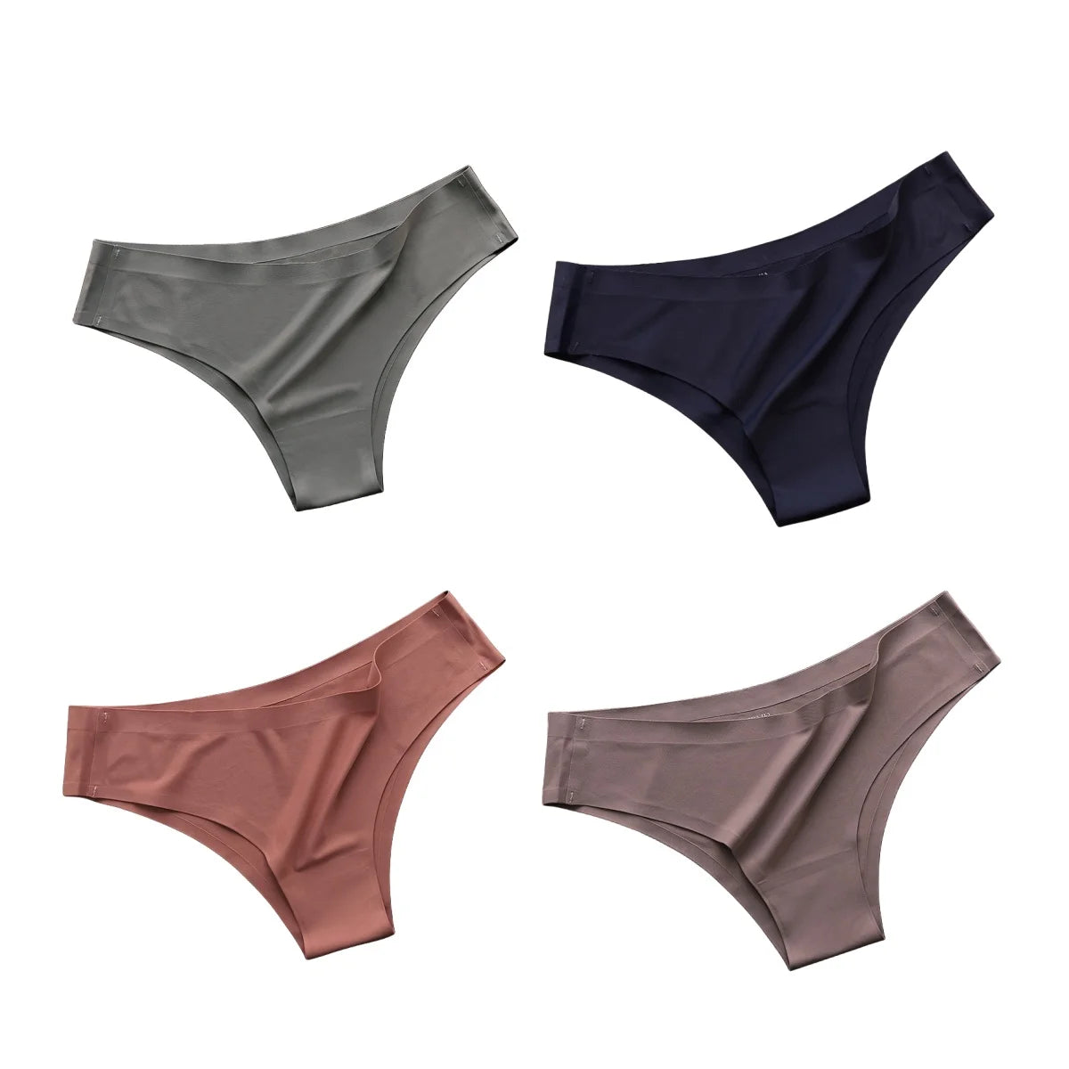 4PCS Seamless Brazilian Panties Cool Ice Silk Low Waist