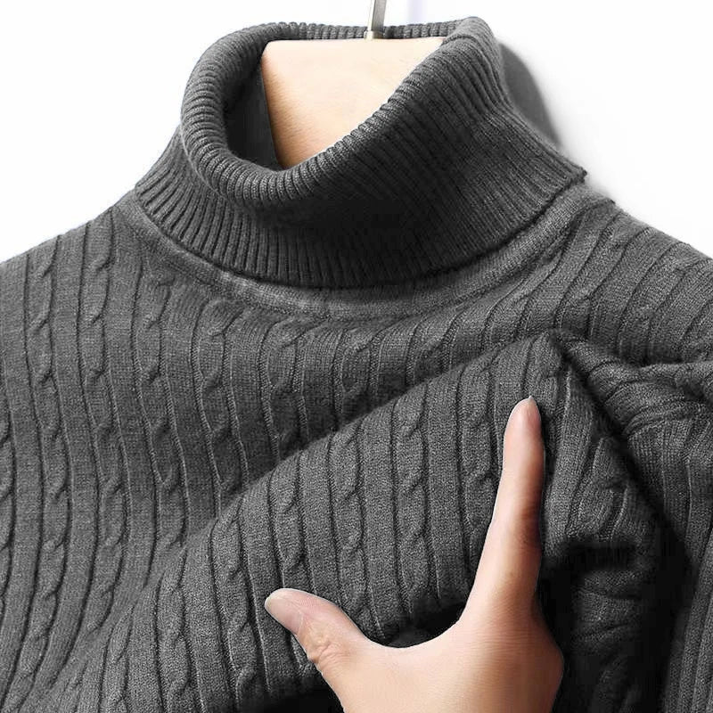 Men's Ribbed Turtleneck Sweater Casual Long Sleeve