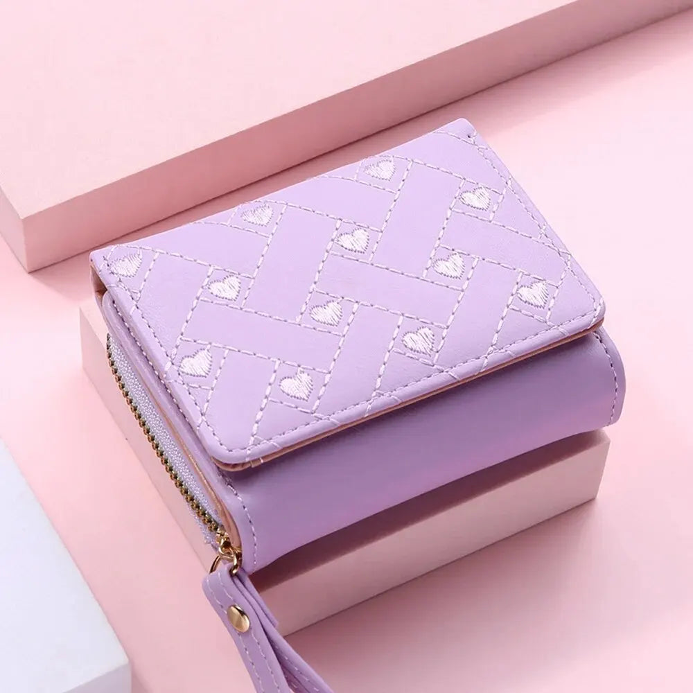 Women's Embroidered PVC Zipper Wallet with Large Capacity