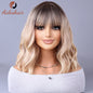 Light Gray Synthetic Wig with Fringe for Daily Use