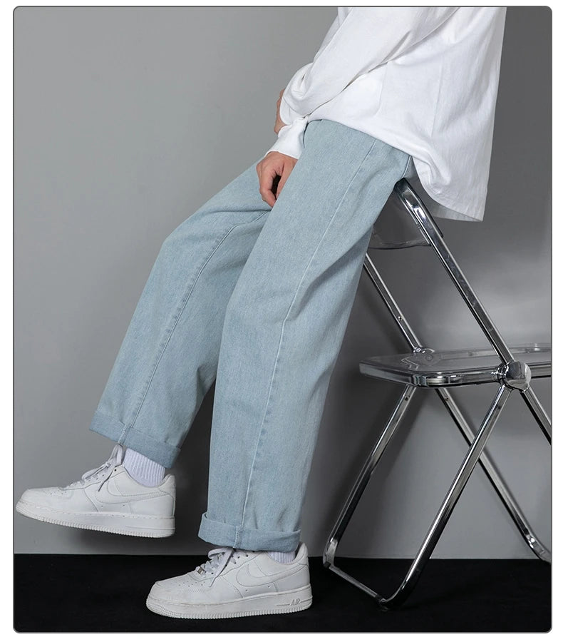 Men's Casual Straight Denim Jeans in Light Blue
