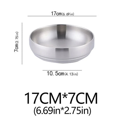 304 Stainless Steel Double Layer Noodle Bowl Gold Silver