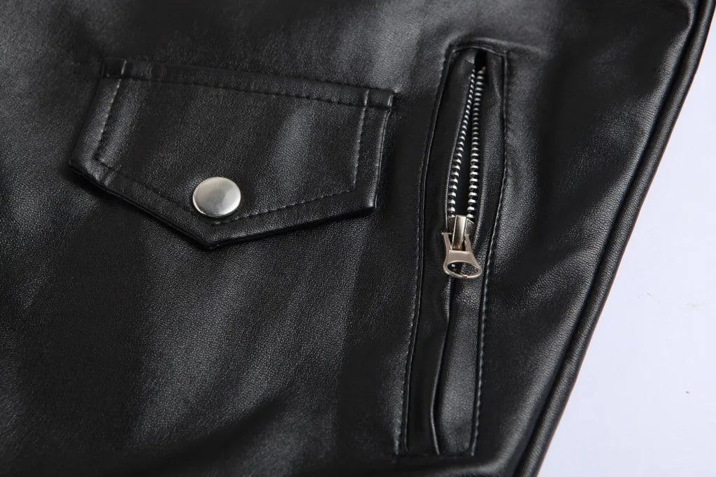 Men's Slim Fit PU Leather Motorcycle Jacket