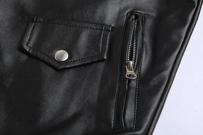 Men's Slim Fit PU Leather Motorcycle Jacket