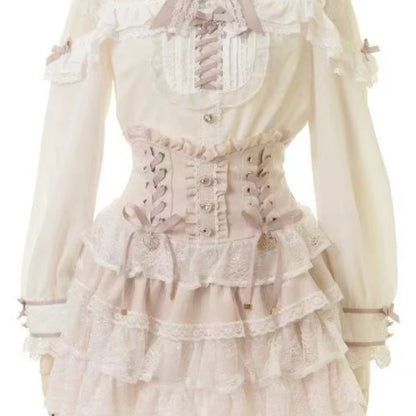 Japanese Sweet Lolita Mini Skirt Women Retro Lace Skirt