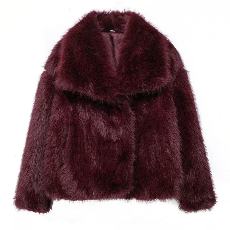 Faux Fur Fluffy Coat for Women Warm Winter Outerwear