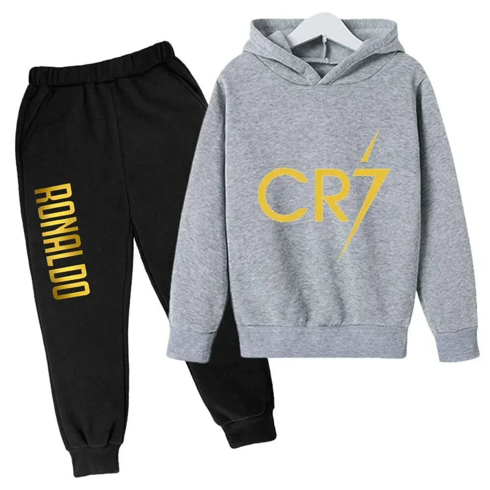 Ronaldo CR7 Print Hoodie and Pants Set for Children
