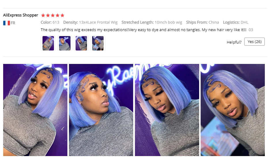 613 Blonde Bob Human Hair Lace Frontal Wig