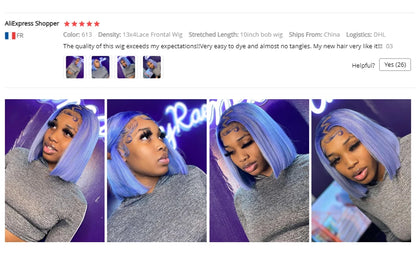 613 Blonde Bob Human Hair Lace Frontal Wig