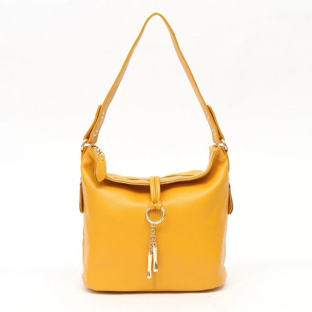 Zency Red Genuine Leather Hobo Shoulder Bag