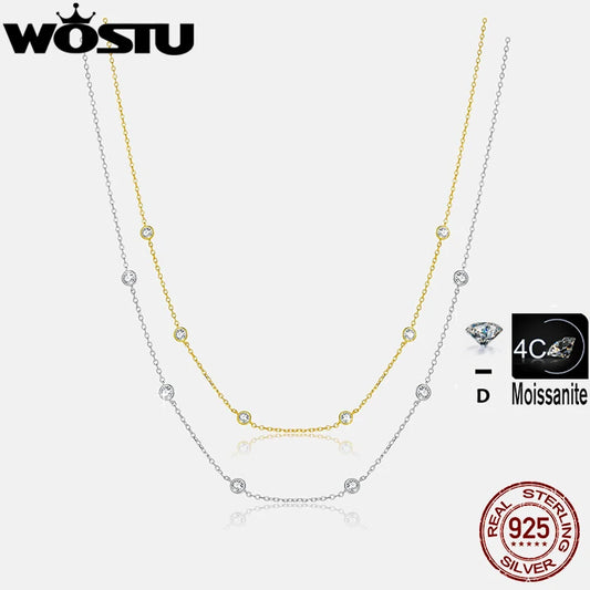 WOSTU Moissanite Wedding Chain Necklace 925 Silver