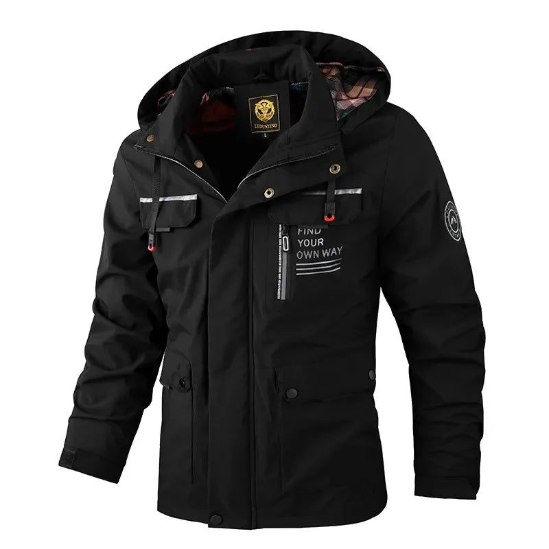 Men's Windbreaker Jacket Waterproof Hooded Soft Shell