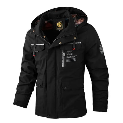 Men's Windbreaker Jacket Waterproof Hooded Soft Shell