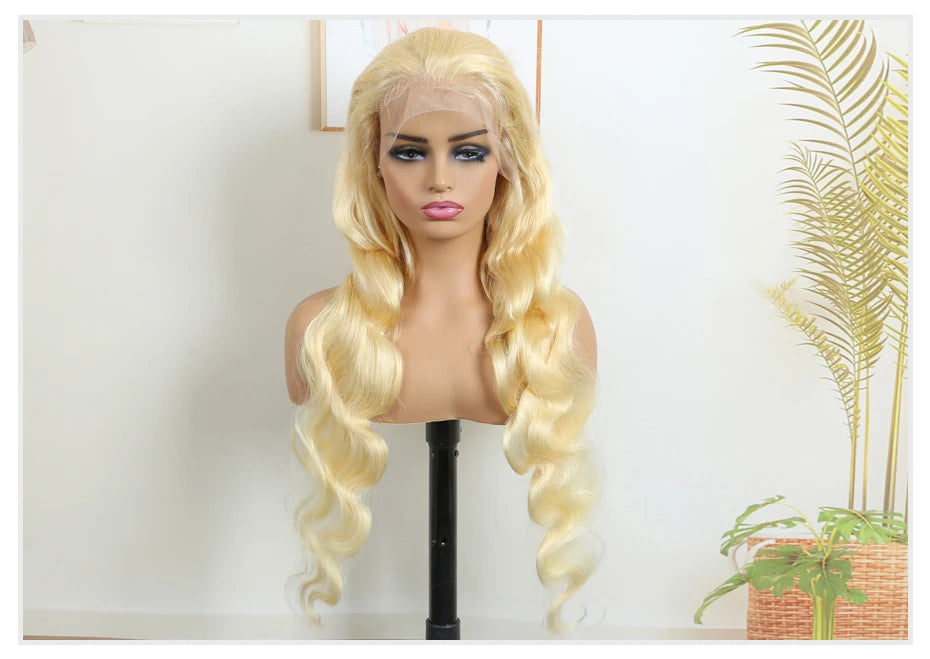 613 Honey Blonde Body Wave Human Hair Wig 360 Lace Frontal