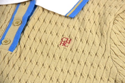 Embroidered Knit Polo Shirt Women Short Sleeve Cotton