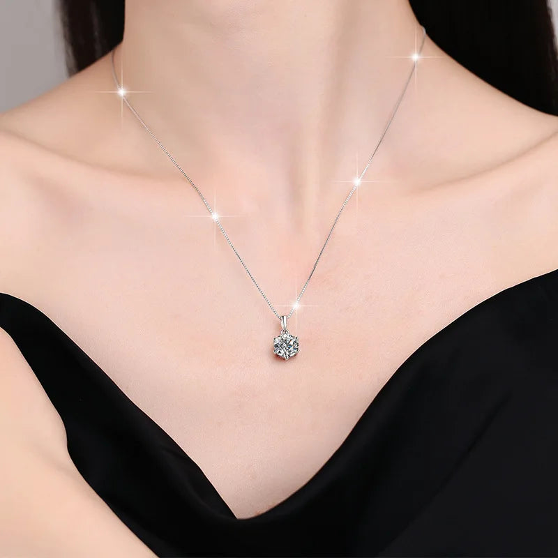 1 Carat Moissanite Pendant Necklace 925 Sterling Silver