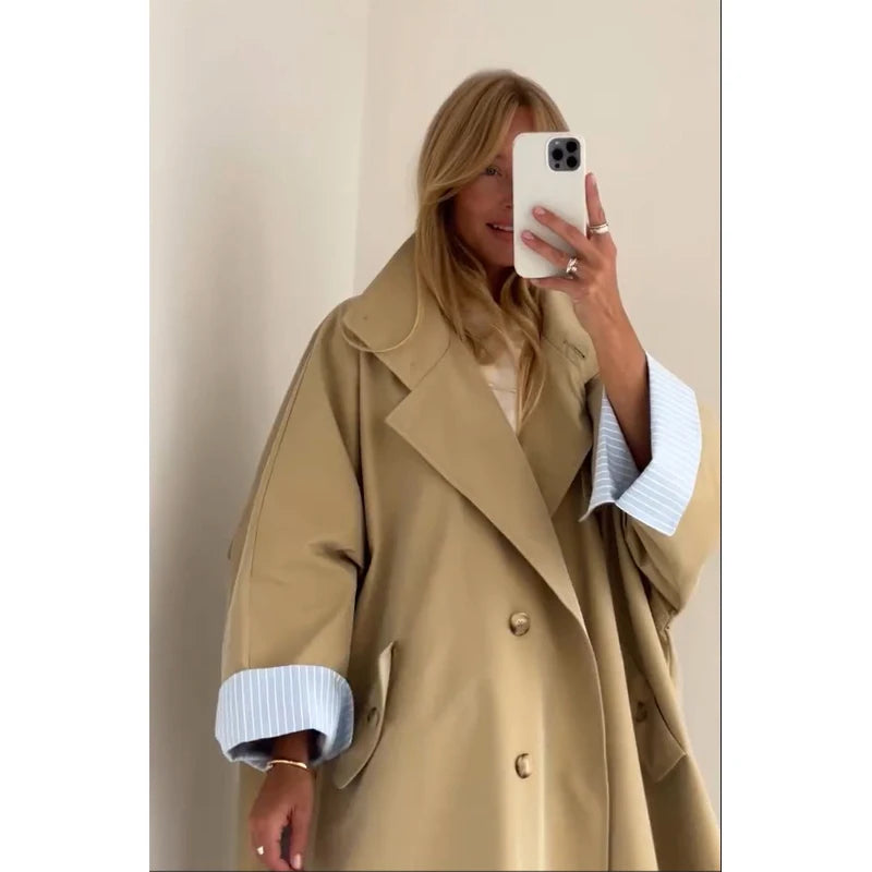 Women's Windproof Trench Coat Loose Fit Overcoat