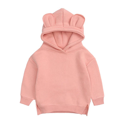 Kids Hooded Sweatshirt Cotton Solid Top for Girls