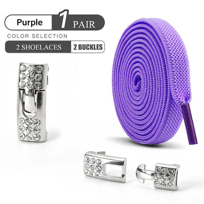 Diamond Buckle Elastic No Tie Shoelaces for Sports