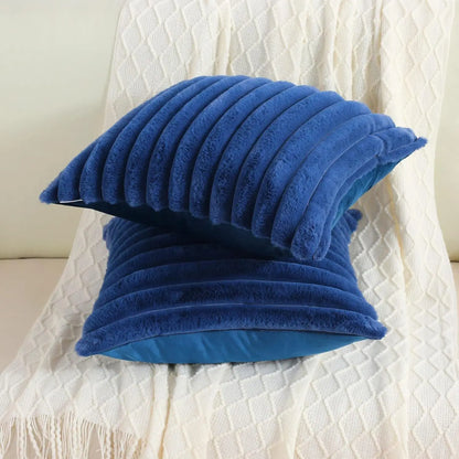 Faux Rabbit Fur Square Cushion Cover 40x40 45x45 Solid Color