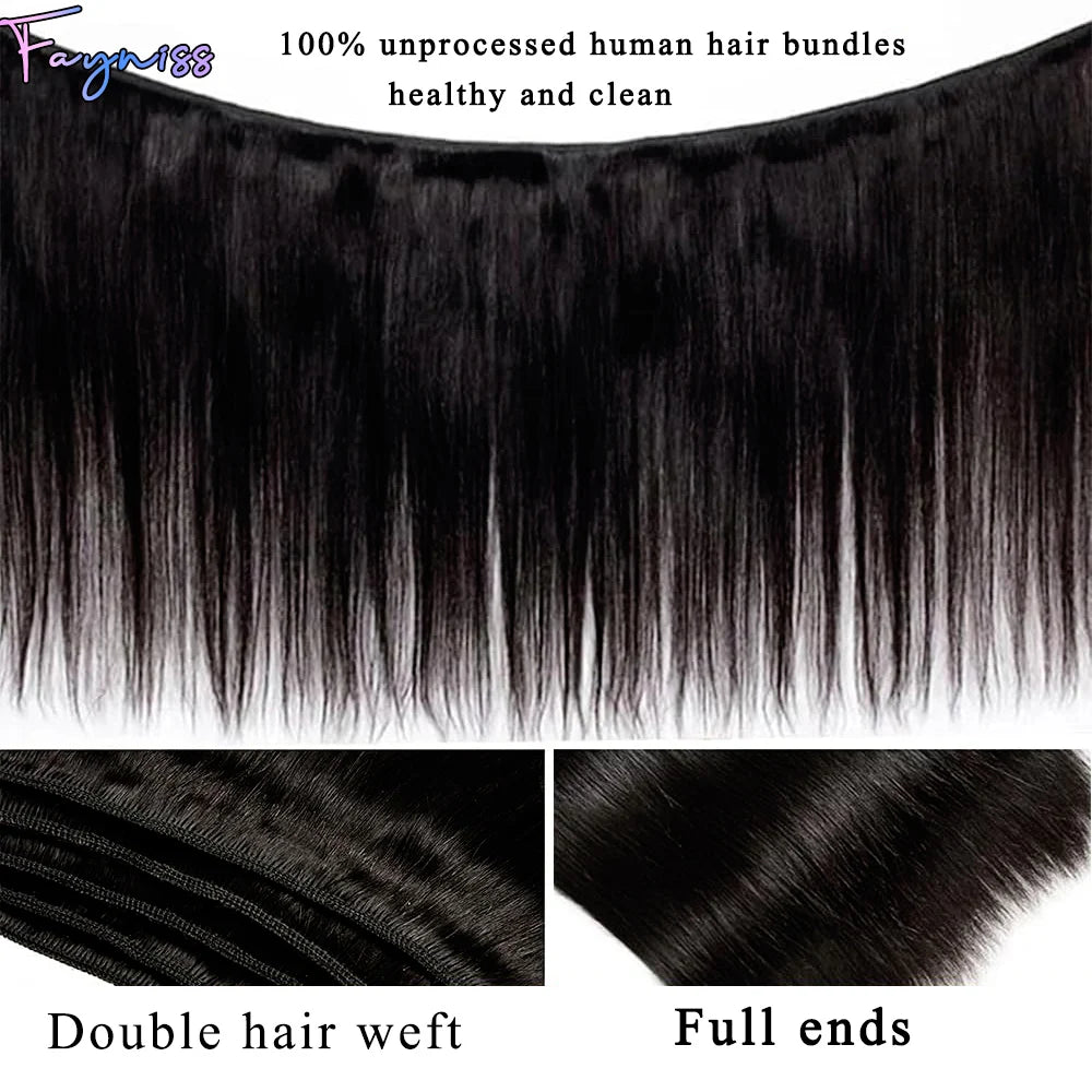 Fayniss 100% Real Human Hair Straight Bundles
