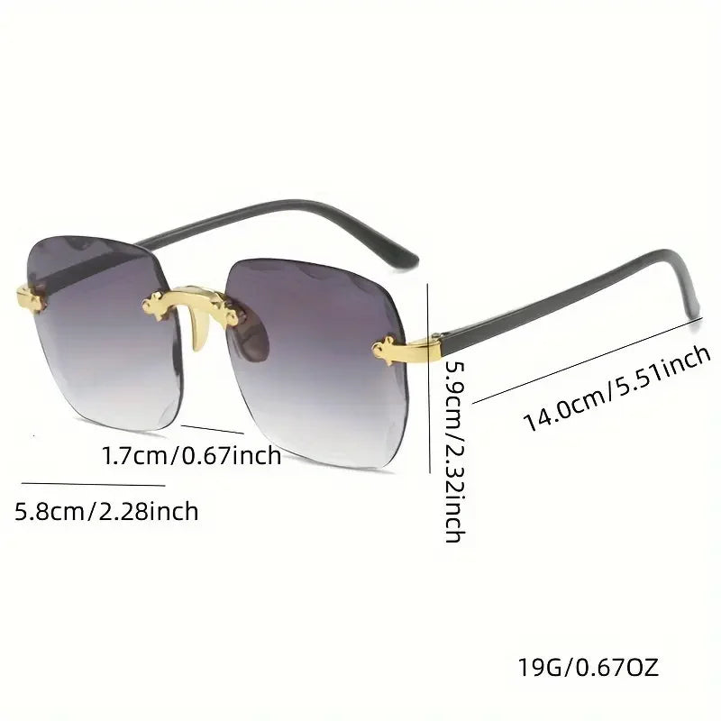 Square Rimless Sunglasses Women Red Plastic UV400
