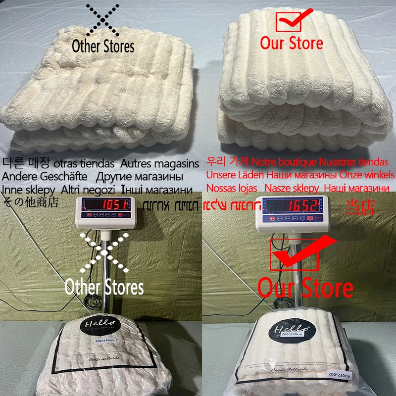 Luxury Faux Rabbit Fur Throw Blanket Solid Color Plush