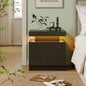 Cubehom White LED Nightstand with 2 Drawers