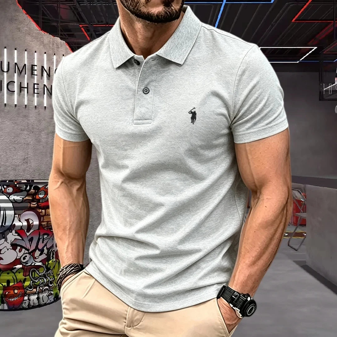 Men's Short Sleeve Polo Shirt Cotton Embroidery Casual