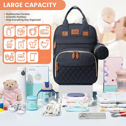 3 In 1 Waterproof Diaper Bag Backpack with USB Charge