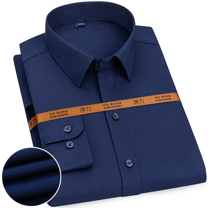 Men's Slim Fit Solid Color White Dress Shirt