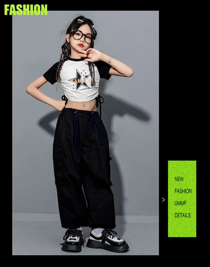Girls Loose Cargo Pants with Belt for Daily Wear