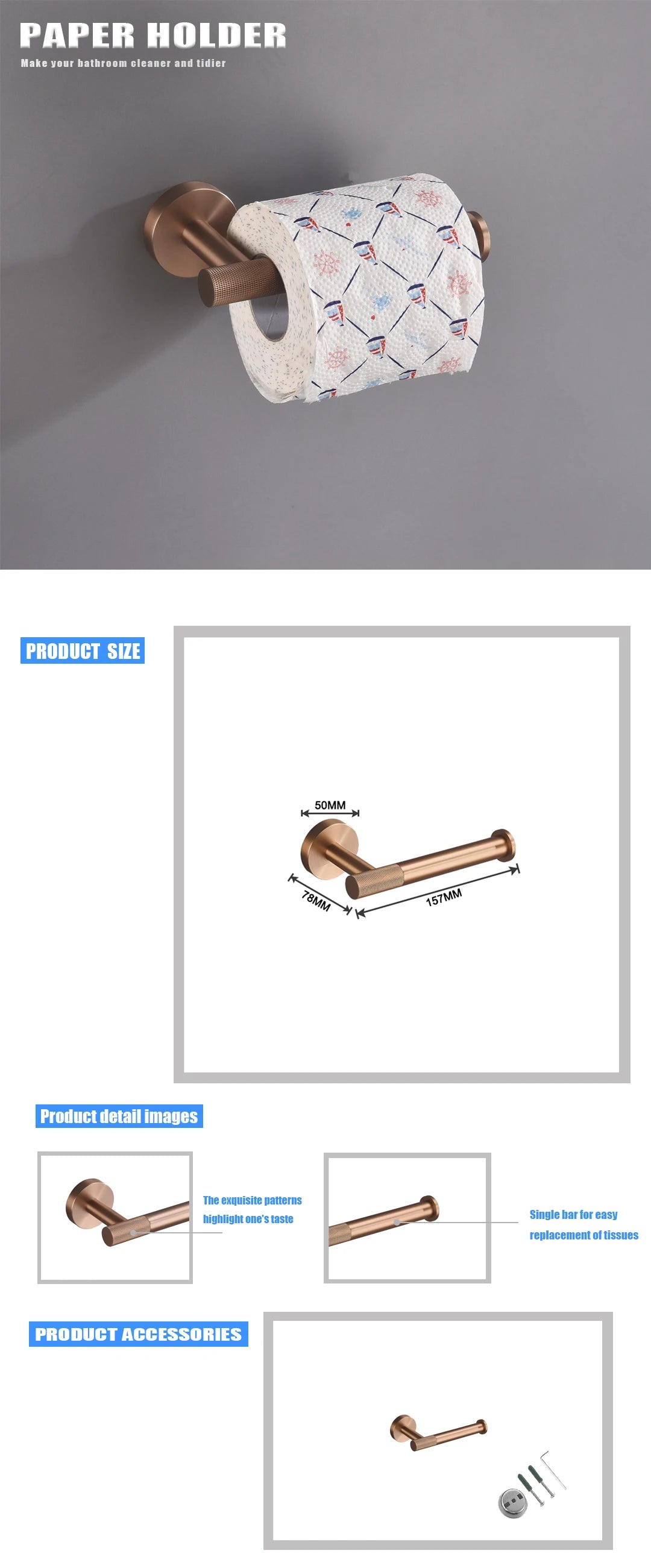 Brushed Rose Gold Metal Bath Hardware Set